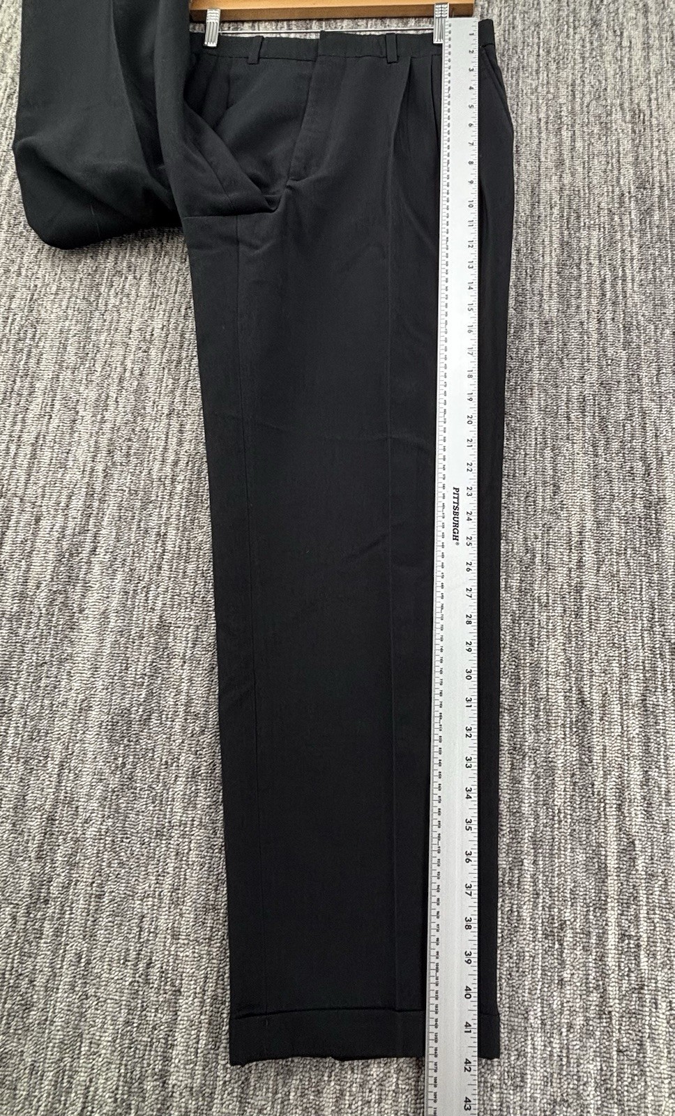 VTG Men’s Loose Relaxed Black Pleated Cuffed Dress Pants 32×31 Talon Zipper