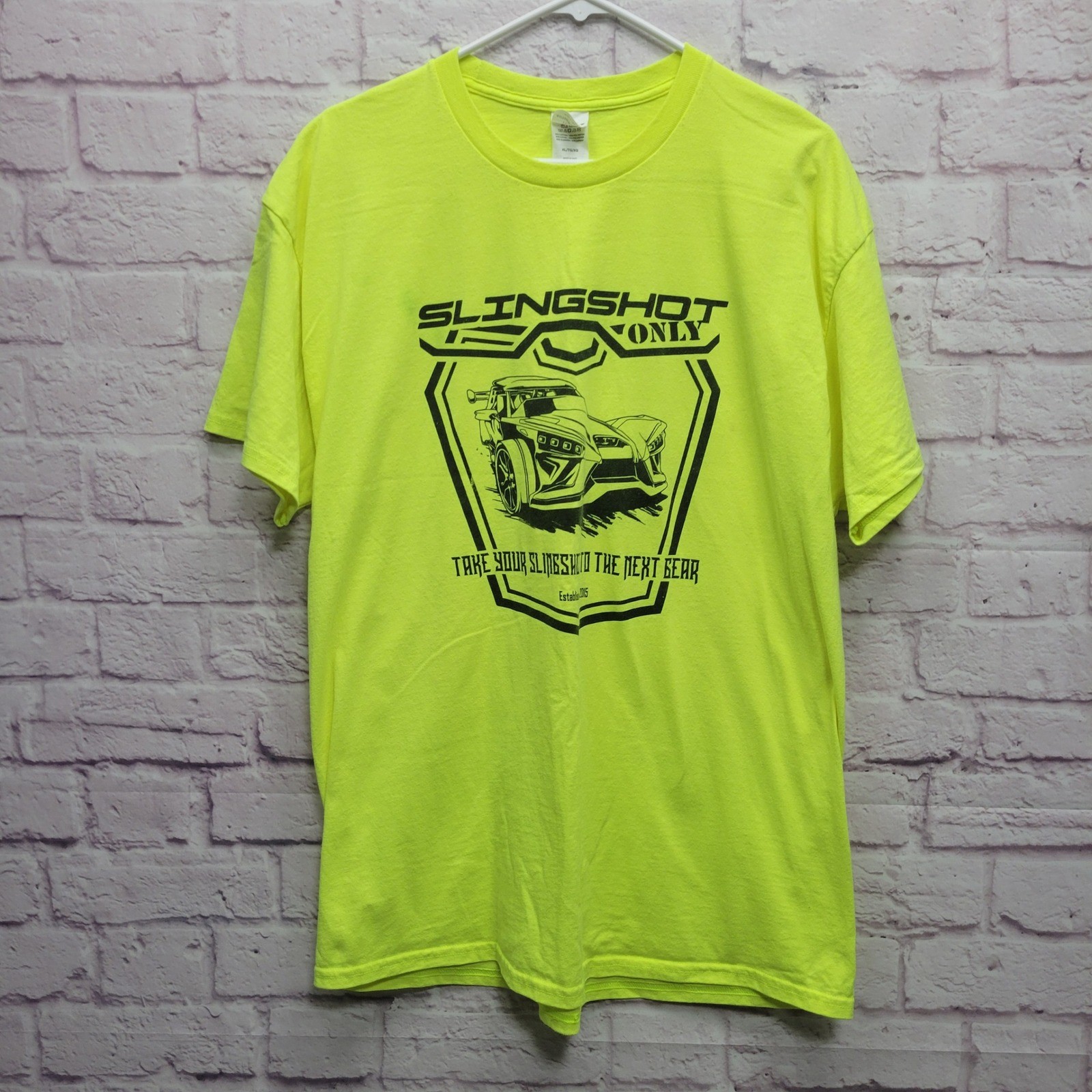 Polaris Slingshot Tshirt Size XL Neon Yellow Front Graphic “To The Next Gear”