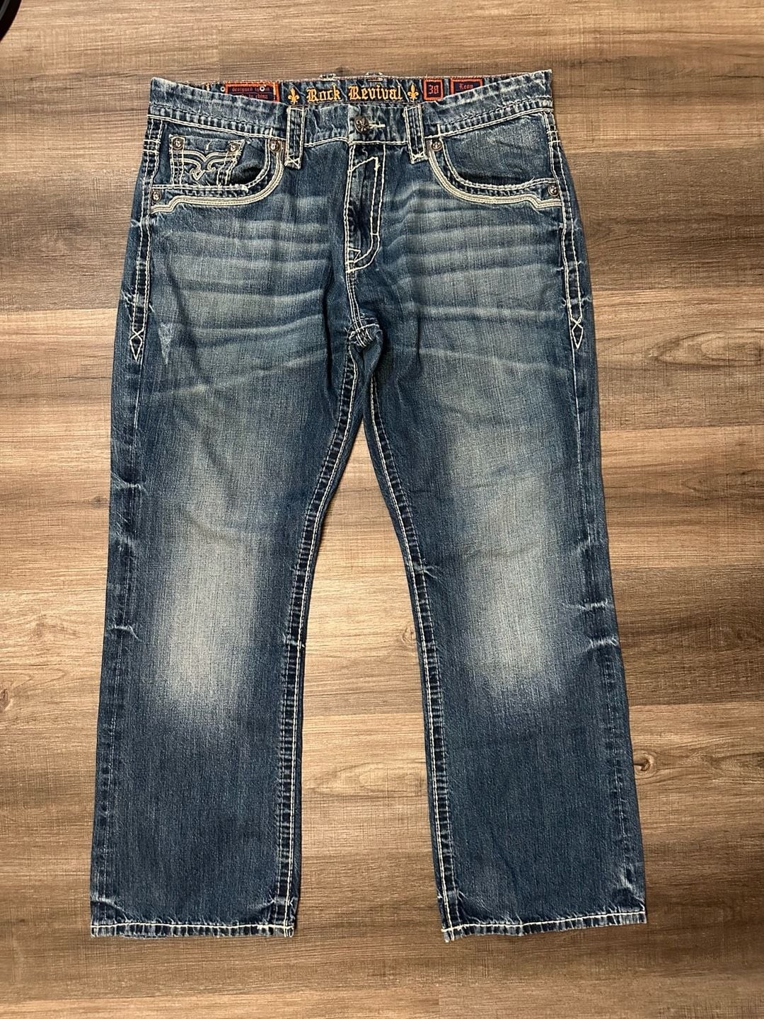 Rock Revival Leon Relaxed Straight Jeans Men’s Size 38