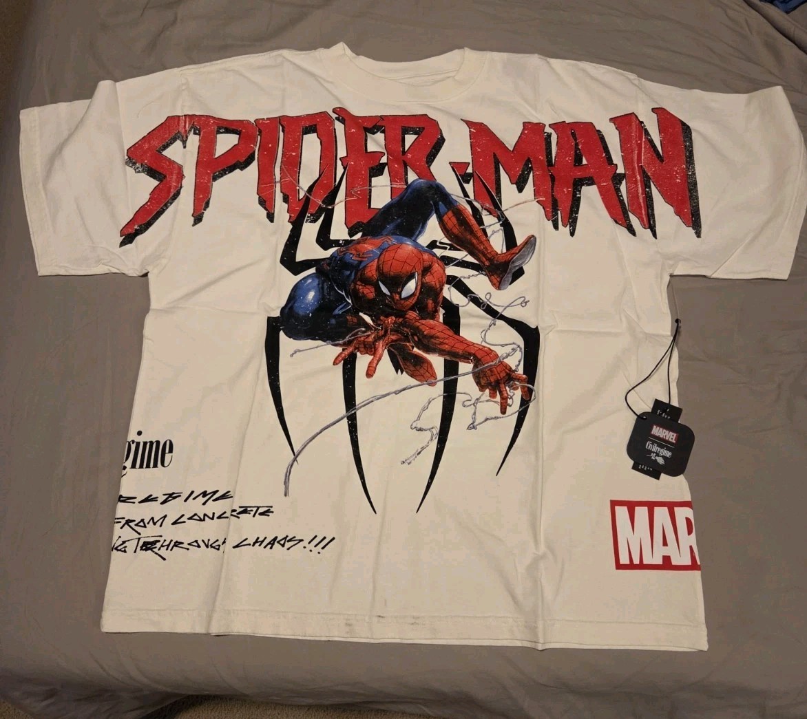 SPIDERMAN CIVIL REGIME MARVEL Spiderman Webs Oversized Tee Large