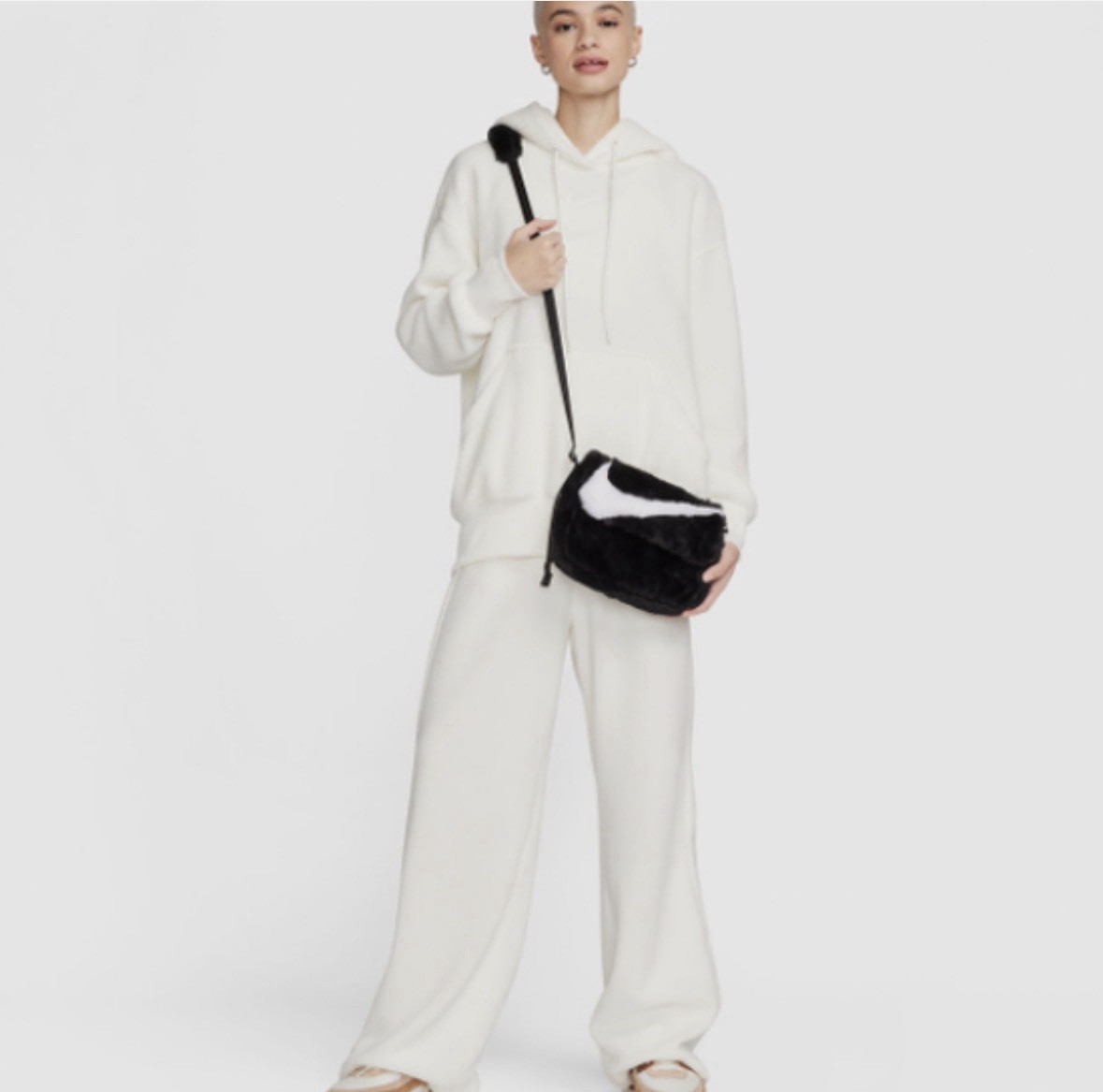 RARE Nike Sportswear Futura 365 Faux Fur Crossbody Bag | Black & White