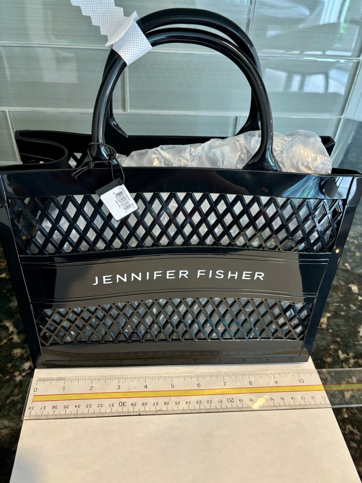 Jennifer Fisher Jelly Tote Bag NWT NIP Black Mesh PVC Beach Pool Summer Shopper