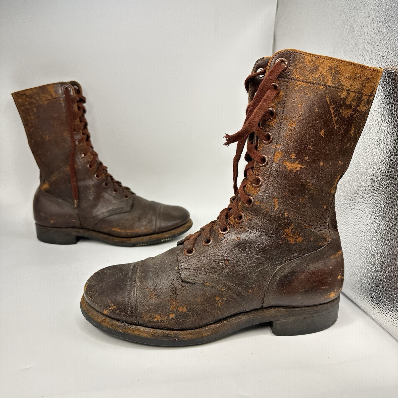 1952 Korean War US Army Paratrooper Jump Boots Men size 9.5 W Leather Named