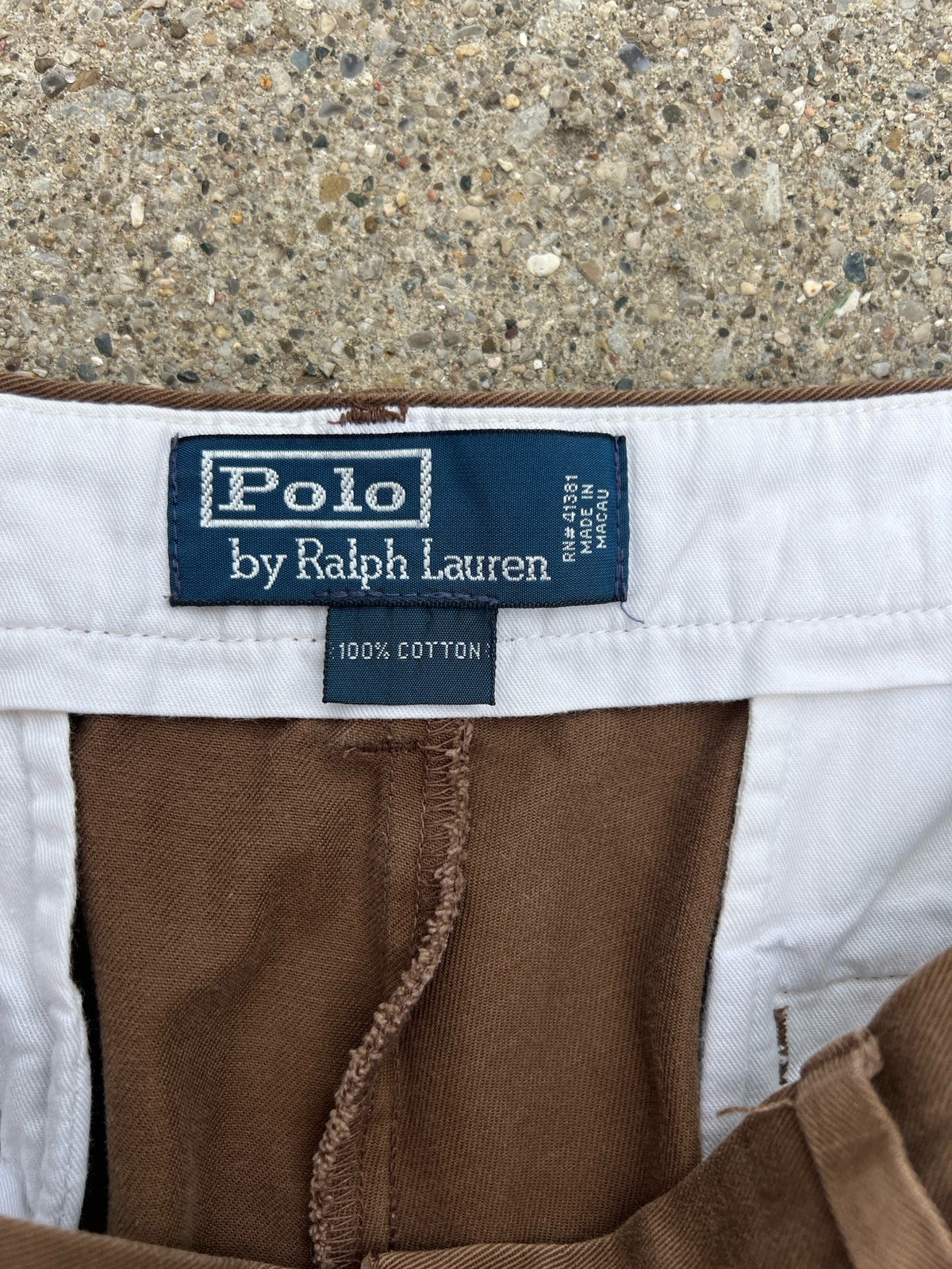 Polo Ralph Lauren Mens Classic Chino Pants Brown 36×34 Vintage 90s 100% Cotton