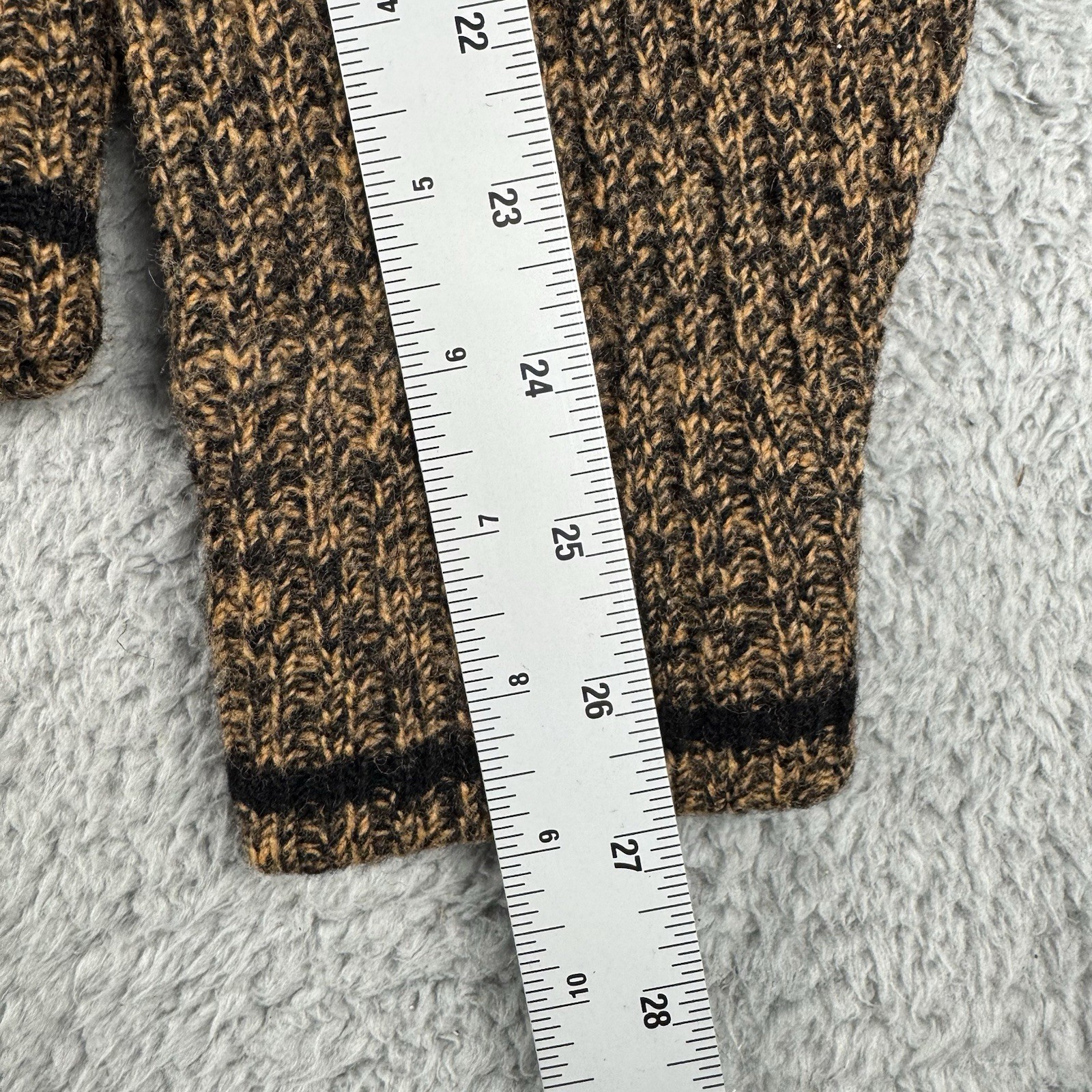 Vintage Womens Barclay Lambs Wool Sweater Black Orange Tan Knit Size Large 14-16