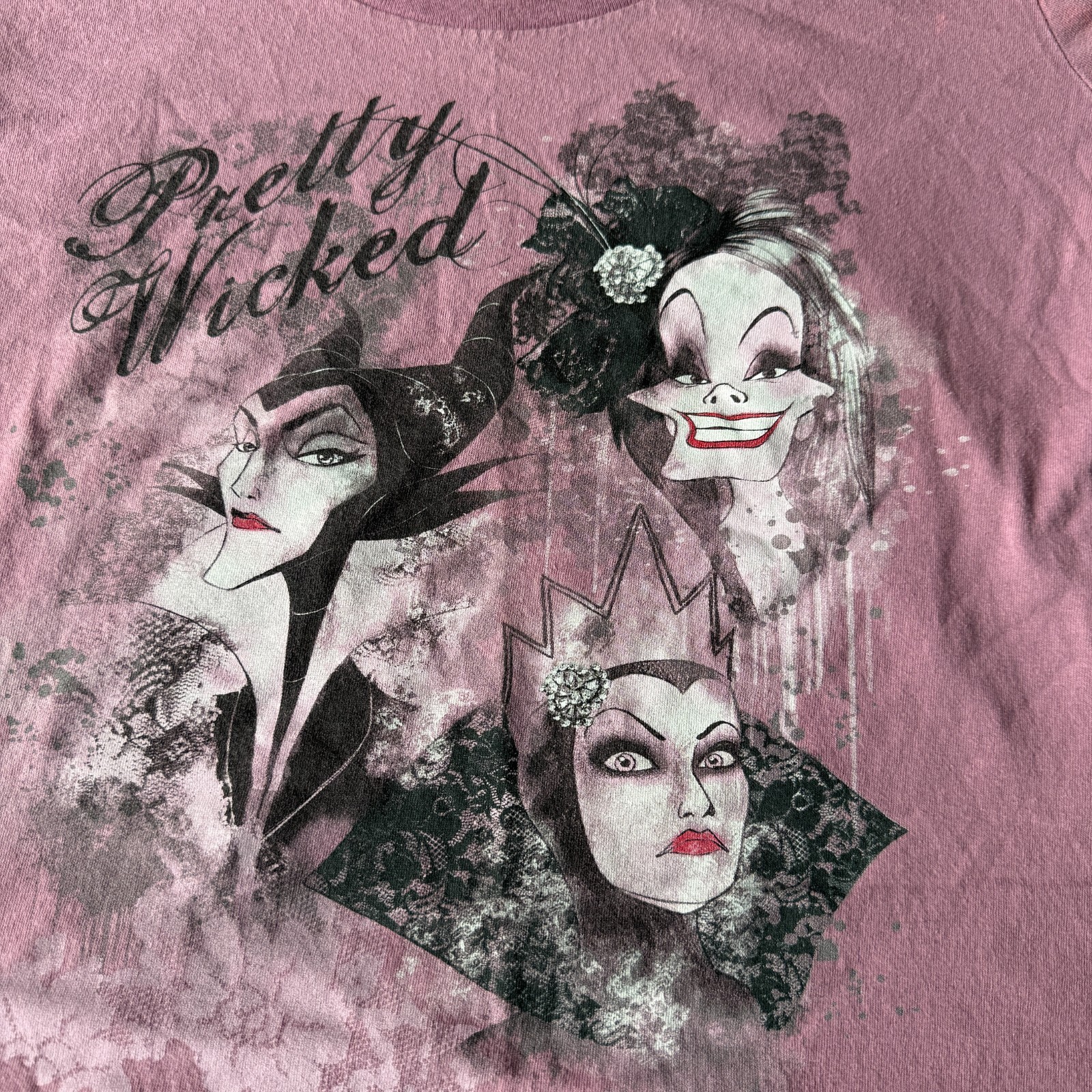 Disney Pretty Wicked Villains Shirt Womens Large Purple Maleficent Evil Queen