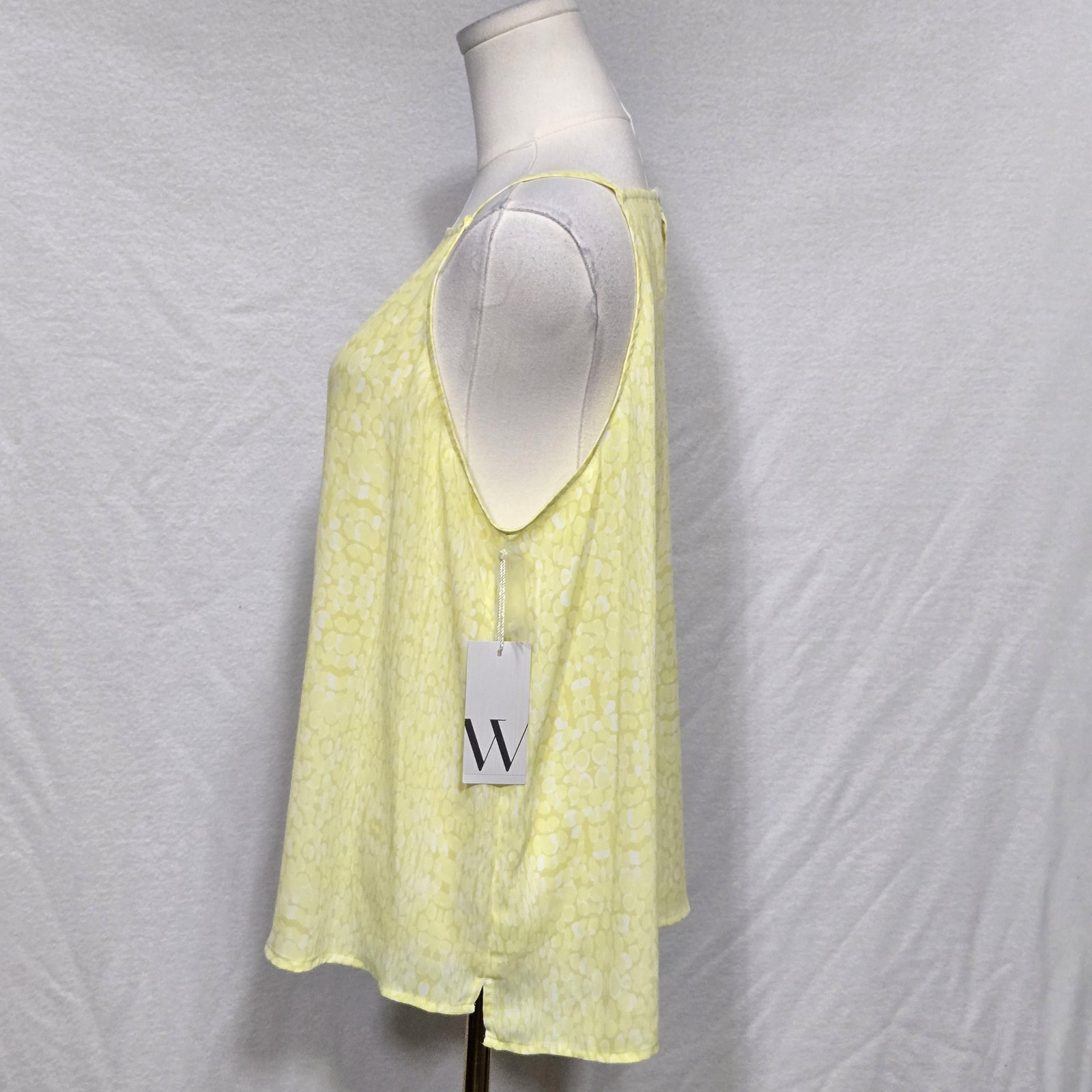 Worthington Tank Top Womens Large Yellow Sleeveless Blouse Zan Print New NWT