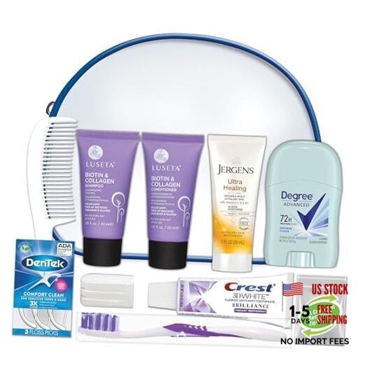 Women’s Luseta Kit Toiletry Kit, Gifts for Women, 10 Piece Set Travel Size