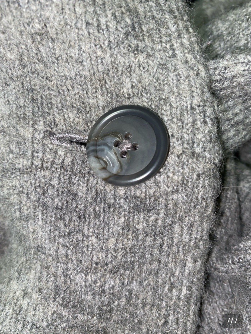 J.CREW Gray Solid Knit Collared Button Front Cardigan Sweater Pockets Size S