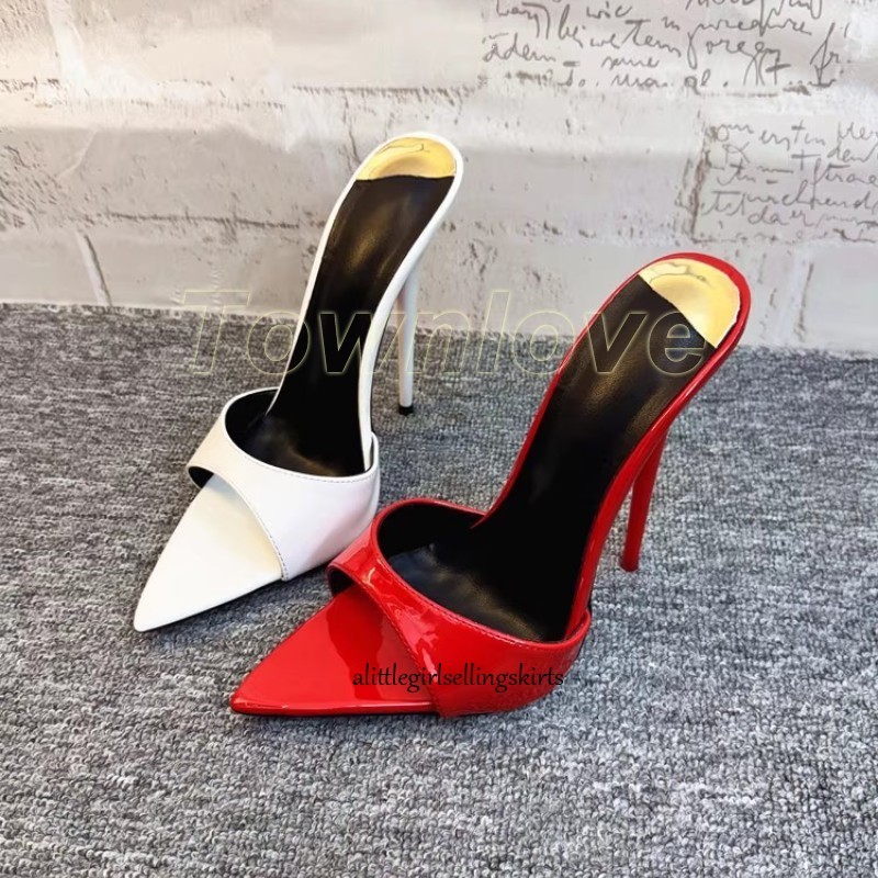 Ladies High Stiletto Heel Slippers Slip on Pointy Toe Mules Sandals Party Shoes