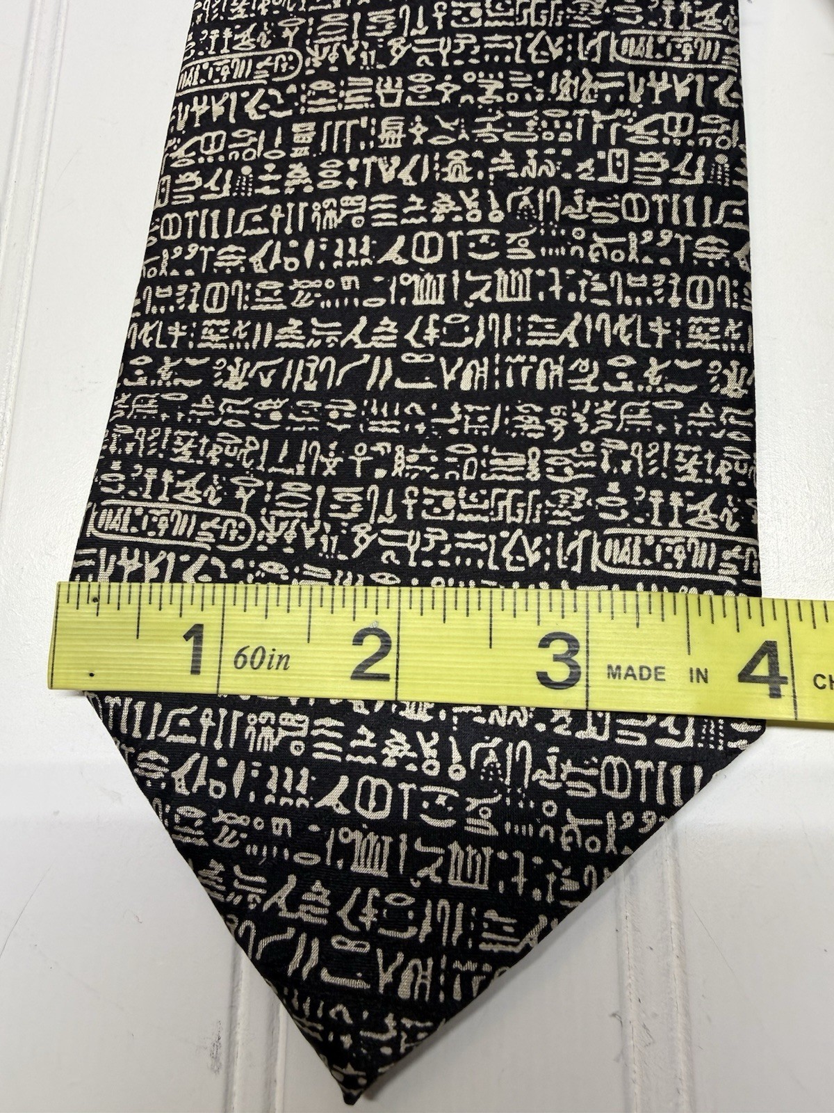 Museum Artifacts Rosetta Stone All Silk Tie Mens Black White Hieroglyphics NEW