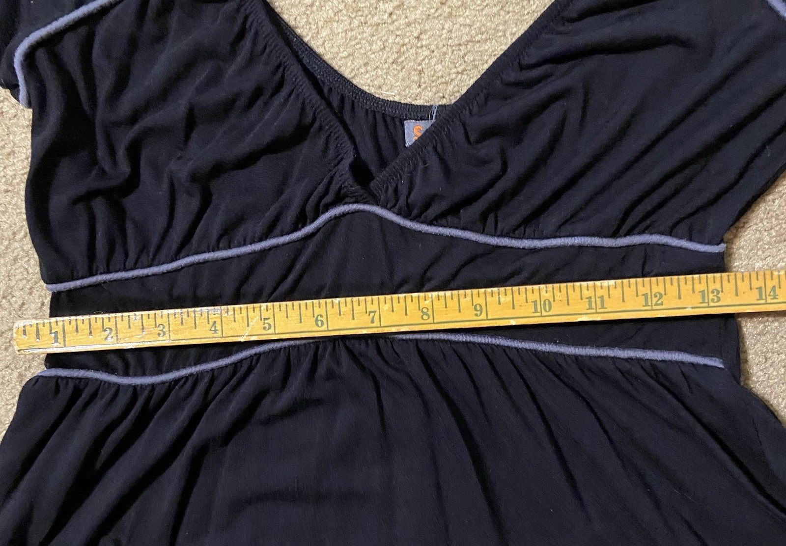 So Sik Black Dress T-shirt Knit Fabric Deep V-Neck Size Small Cute Swim Cover
