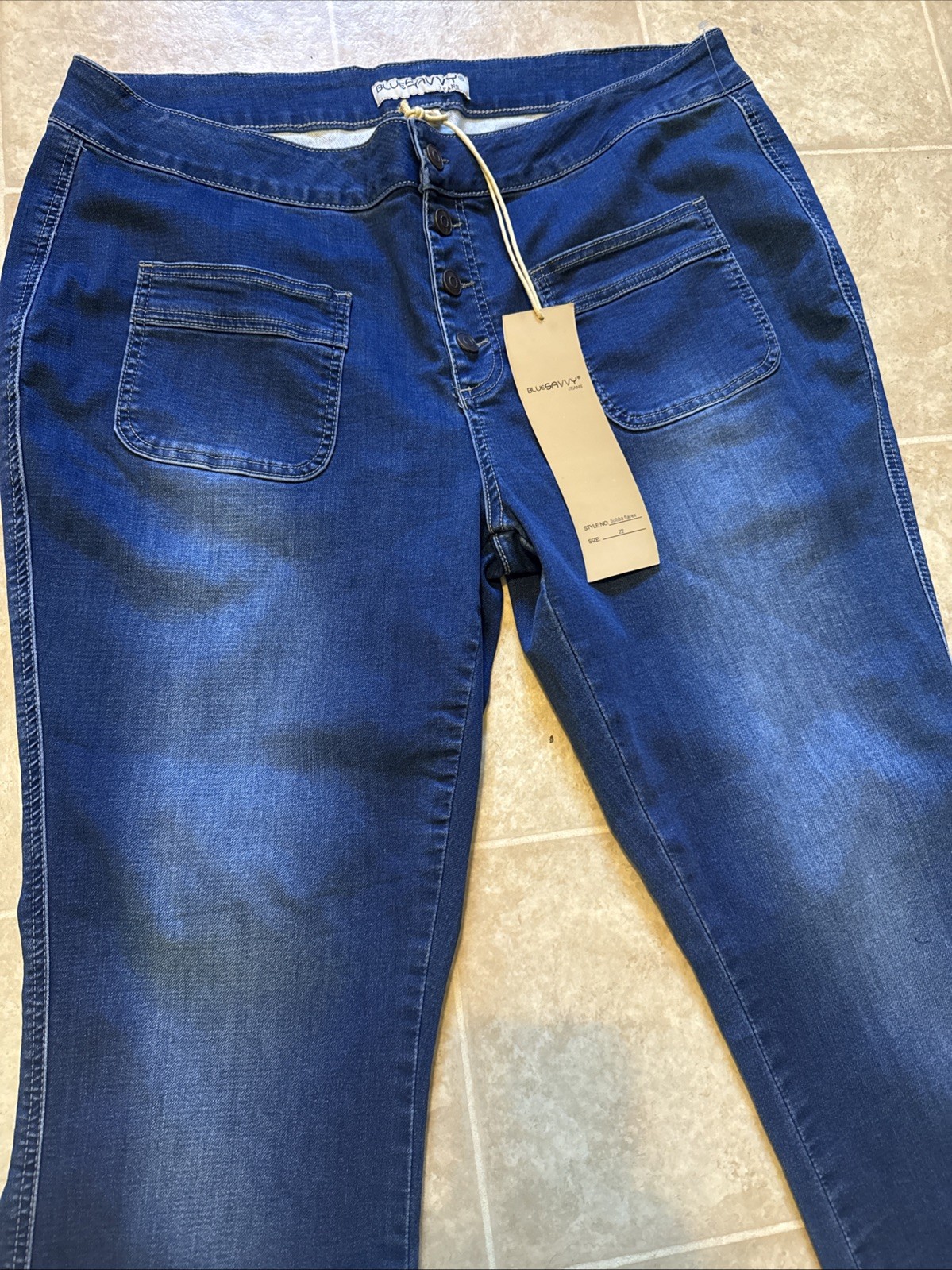NWT BLUE SAVVY Button Fly Bubba Flarex Denim Jeans Women’s Sz 22