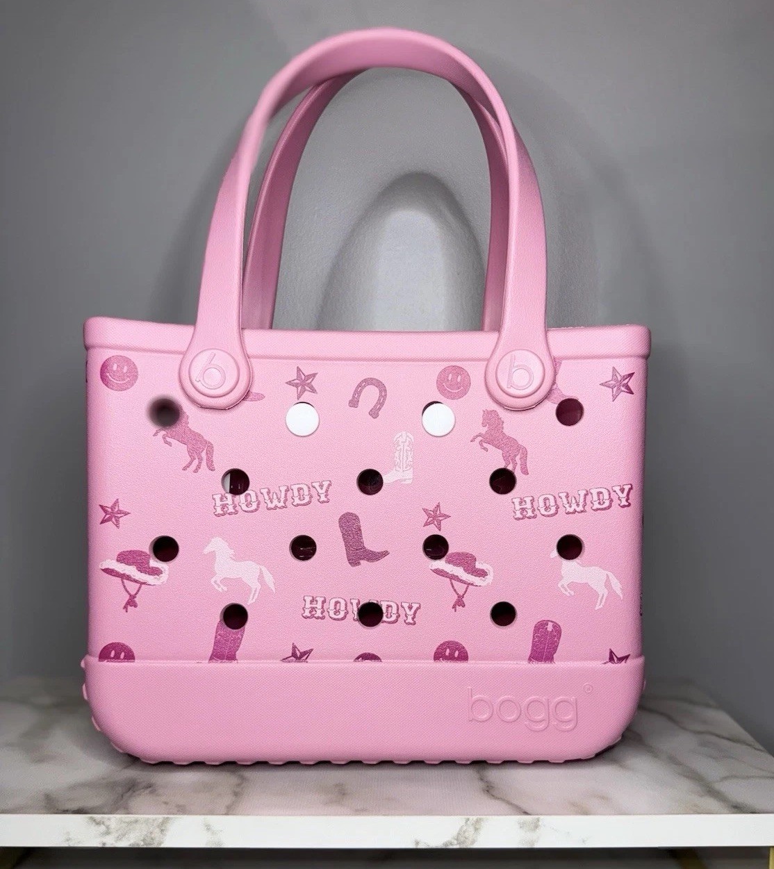 Bogg Bitty Tote Bag Howdy Pink Cowgirl Cowboy Horse Boots Western NWT