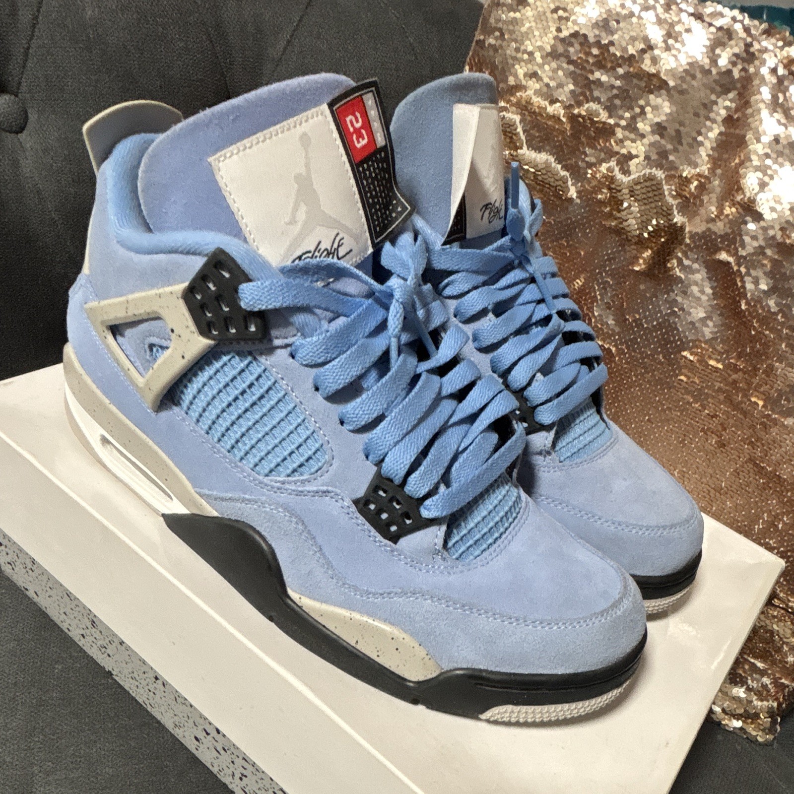 Air Jordan 4 Retro University Blue (UNC) Suede Men’s Low Top Sneakers