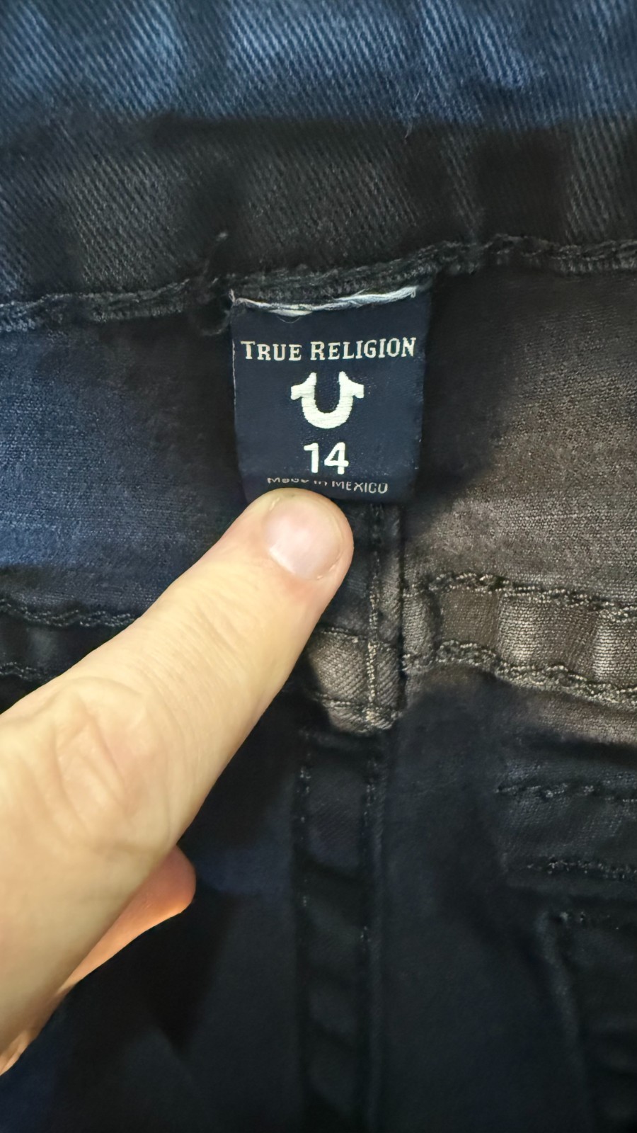 True Religion Ricky Relaxed Straight Black Jeans Mens 30×33 Flap Pocket