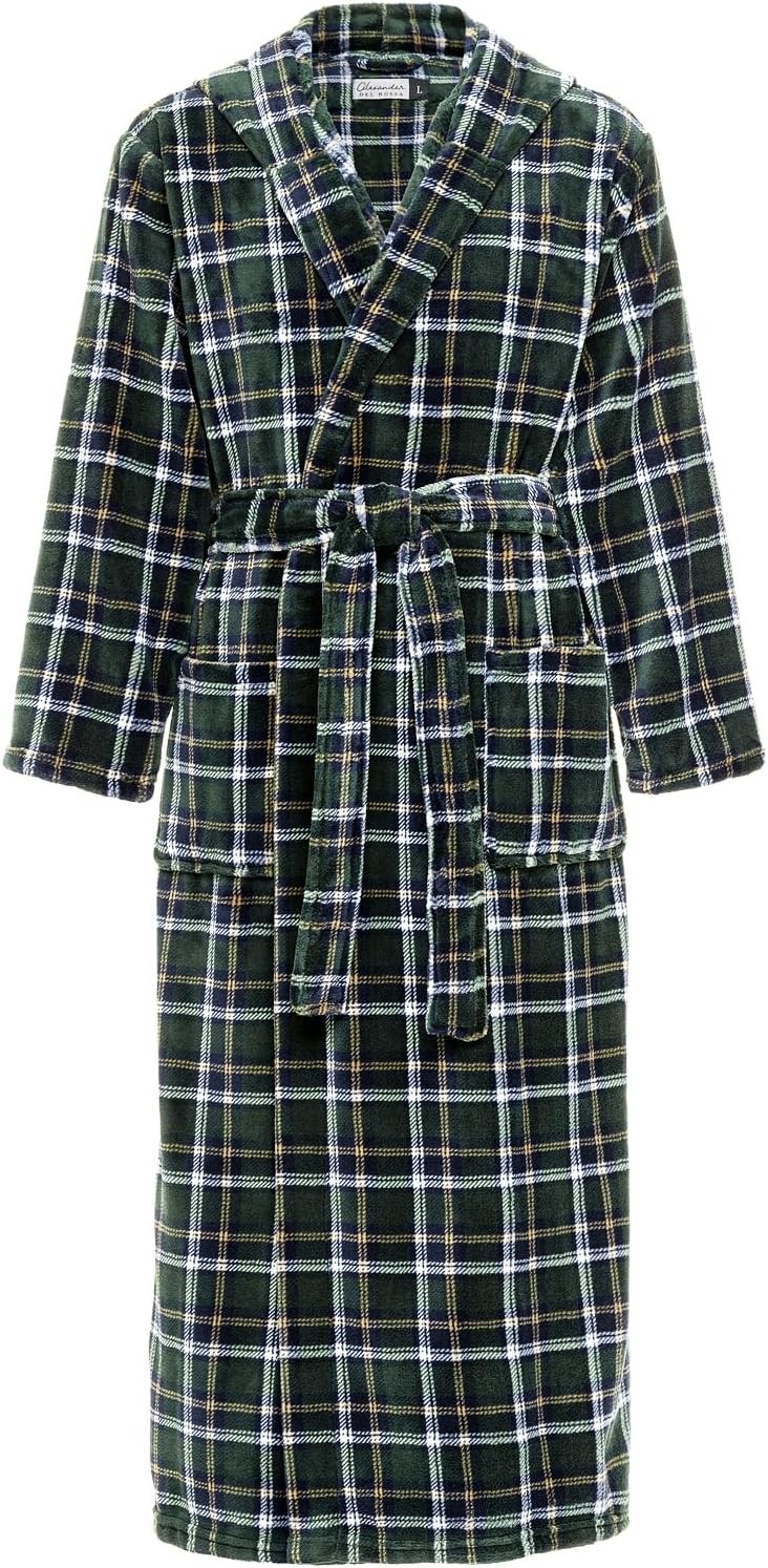 Men’s Extra Thick Plush Fleece Hooded Bathrobe Long Full Length Big & Tall