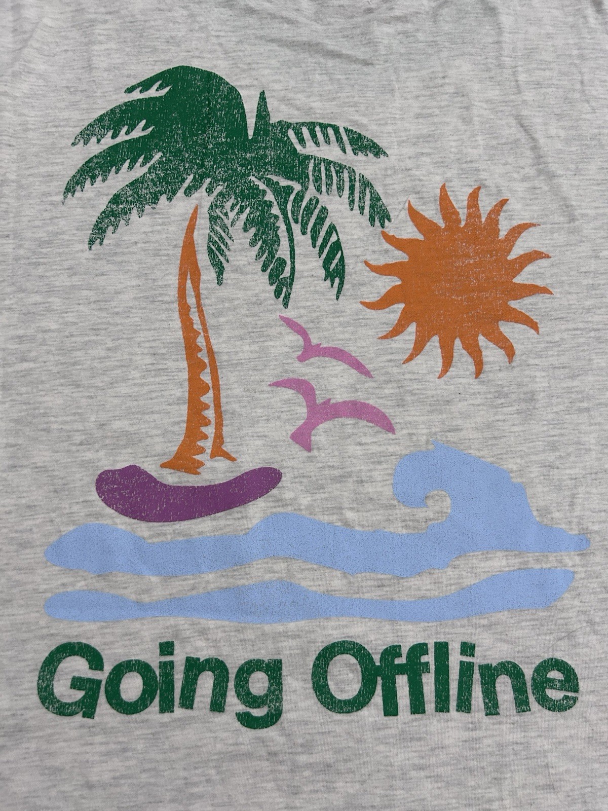 NWT The Mayfair Group Going Offline Relaxed Tee S/M Ringer Loose Fit Boho Preppy