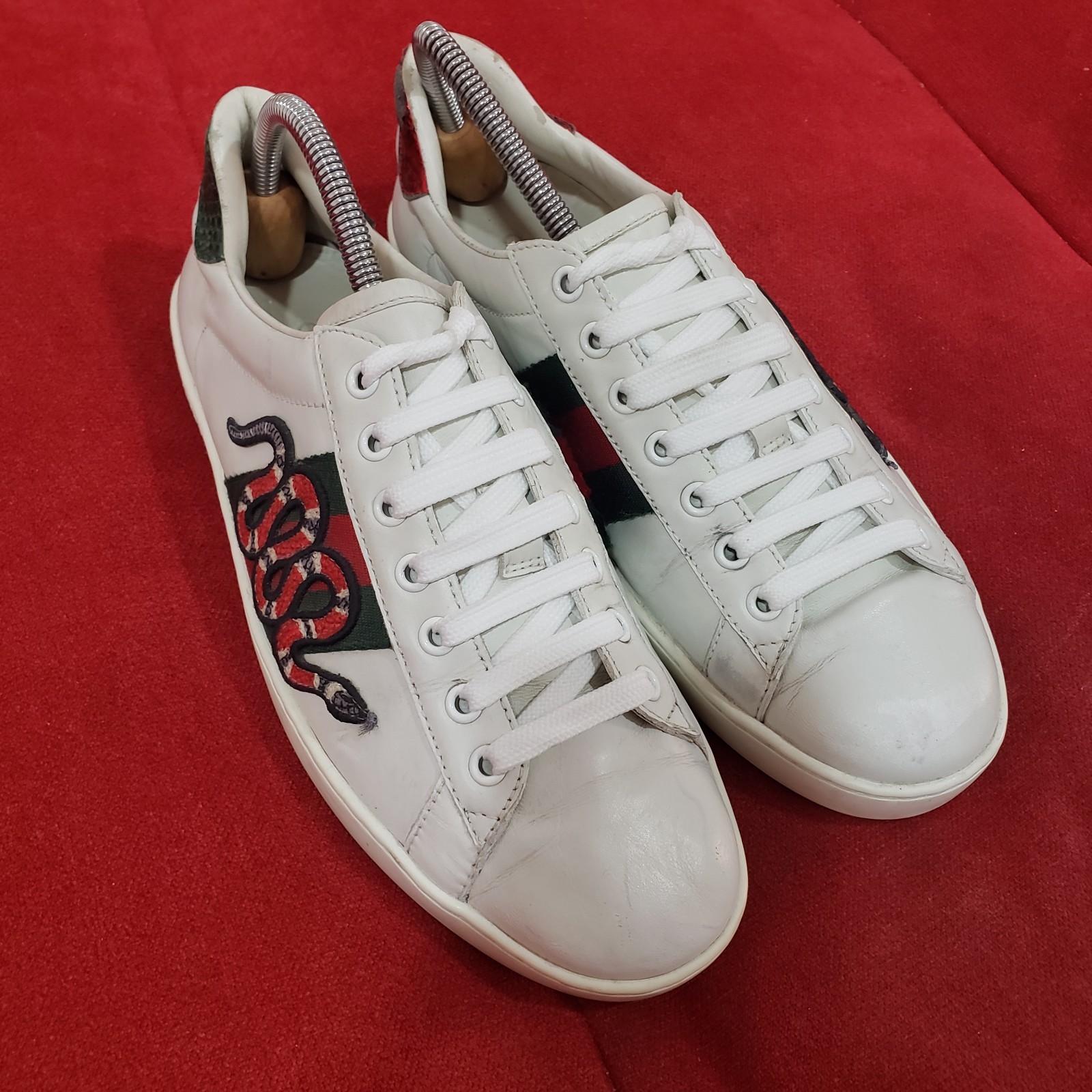 GUCCI Ace Web low sneaker snake embroidered white leather 8.5 US 41.5 EUR 456230