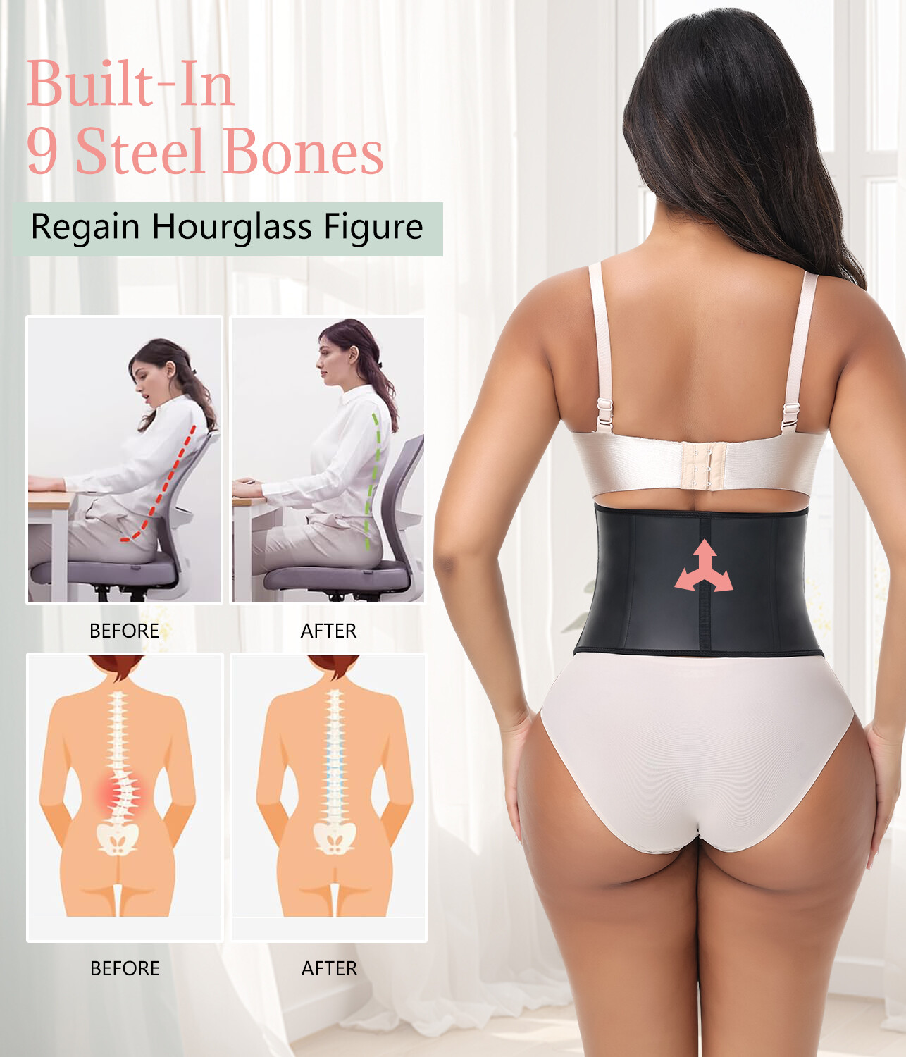 Latex Waist Trainer Corset Tummy Control entrenador de cintura Fajas Body Shaper
