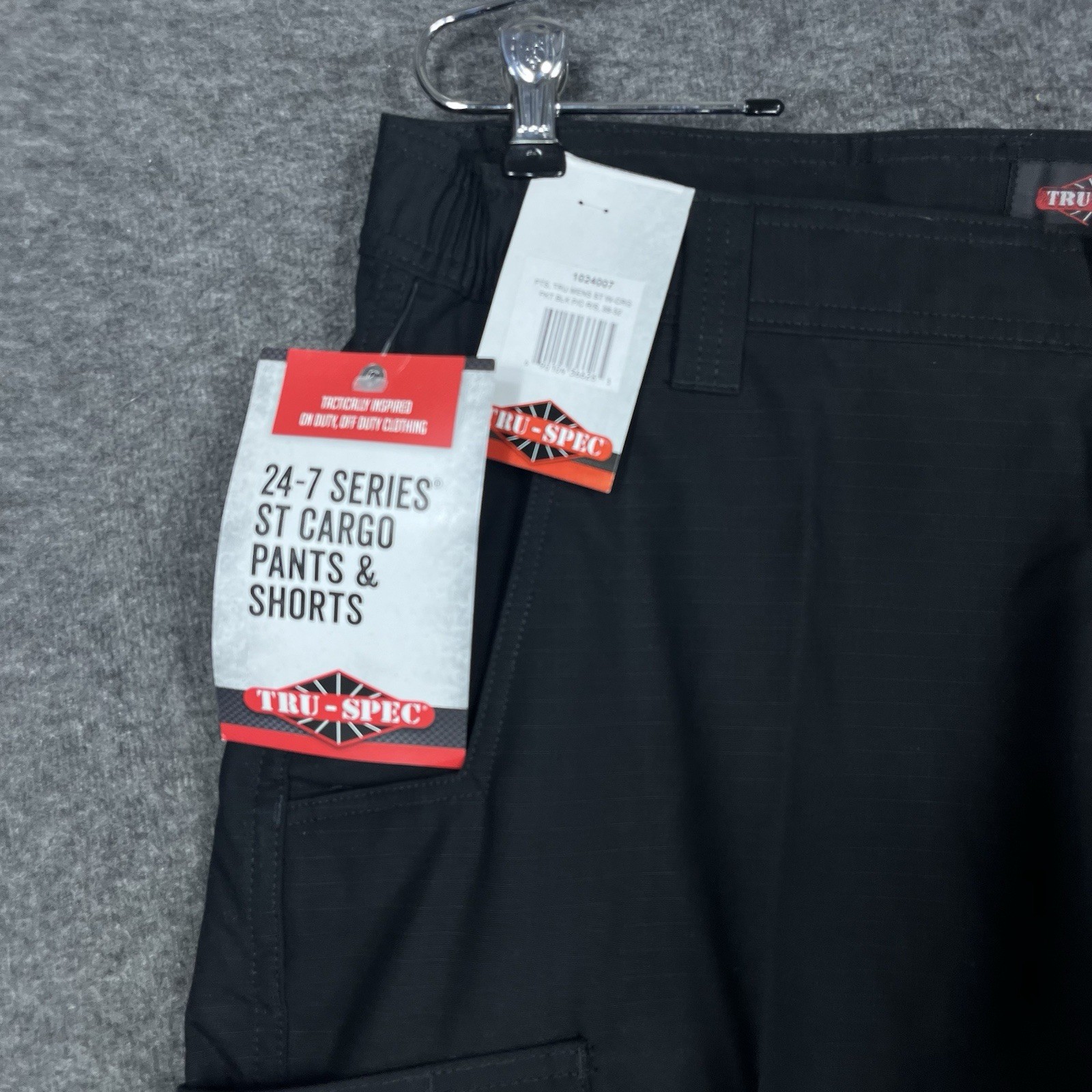 Tru-Spec 24-7 Series Tactical Cargo Pants Mens 38×32 Black RipStop Elastic Waist