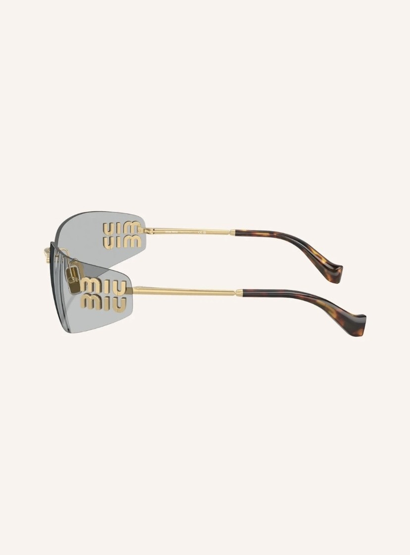 Miu Miu MU A51S Pale Gold Grey Women Wrap Sunglasses AUTHENTIC