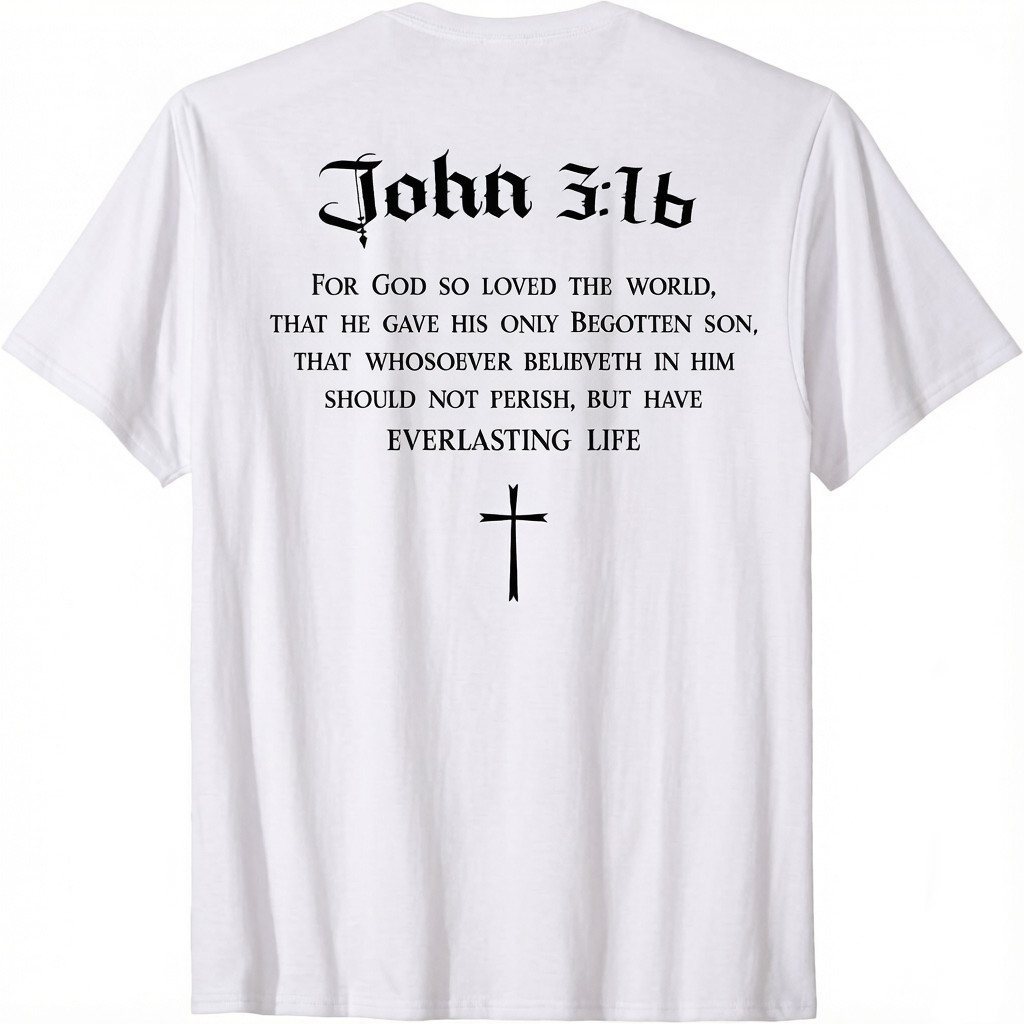 John 3:16 Christian Bible Verse Religious On Back T-Shirt