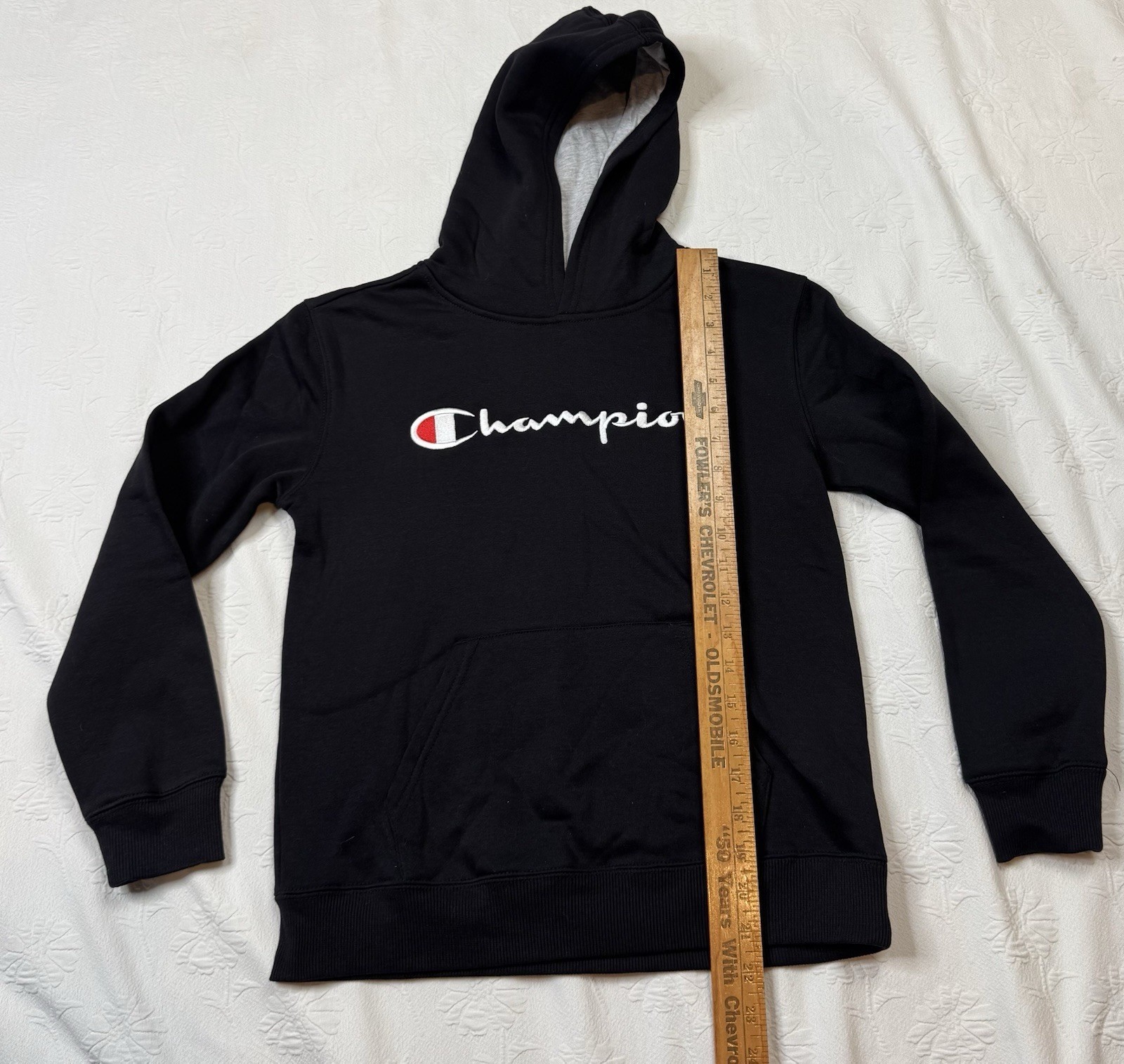 Men’s Champion – Fleece Pullover Black Hoodie Hooded Sweatshirt – Medium – NWT