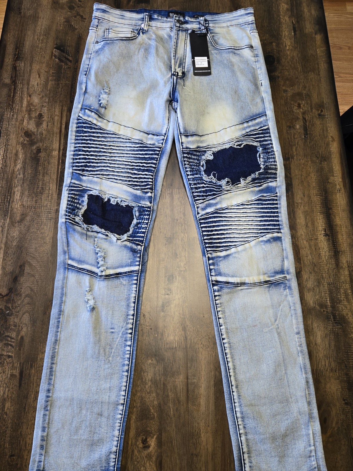 Waimea Skinny Fit Blue Bleach Jeans Size 32/32 Ripped Distressed Streetwear NWT