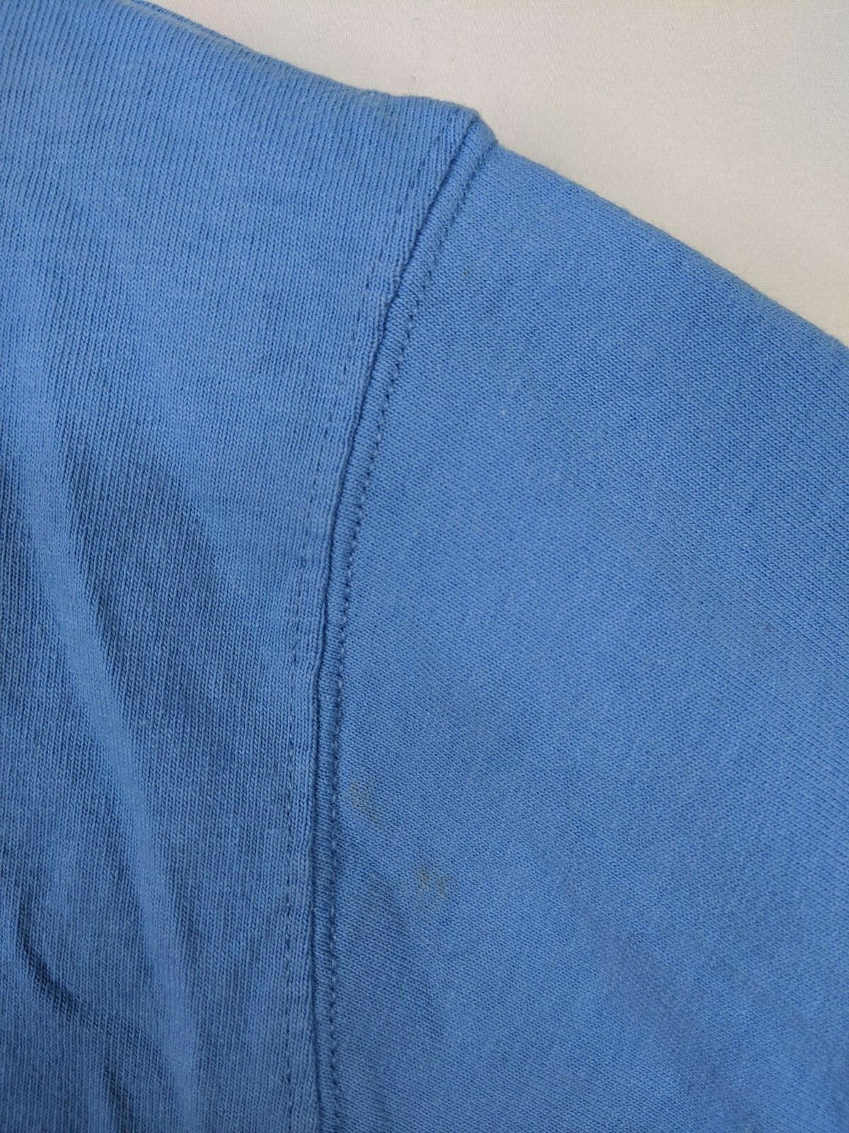 Vintage Champion Size S Blank T Shirt Blue Bar Mounted Collar Cotton GT19 YVC