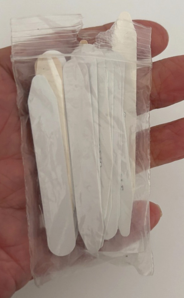 Vtg Men’s Plain White Shirt COLLAR STAYS Set of 11 Acrylic Plastic