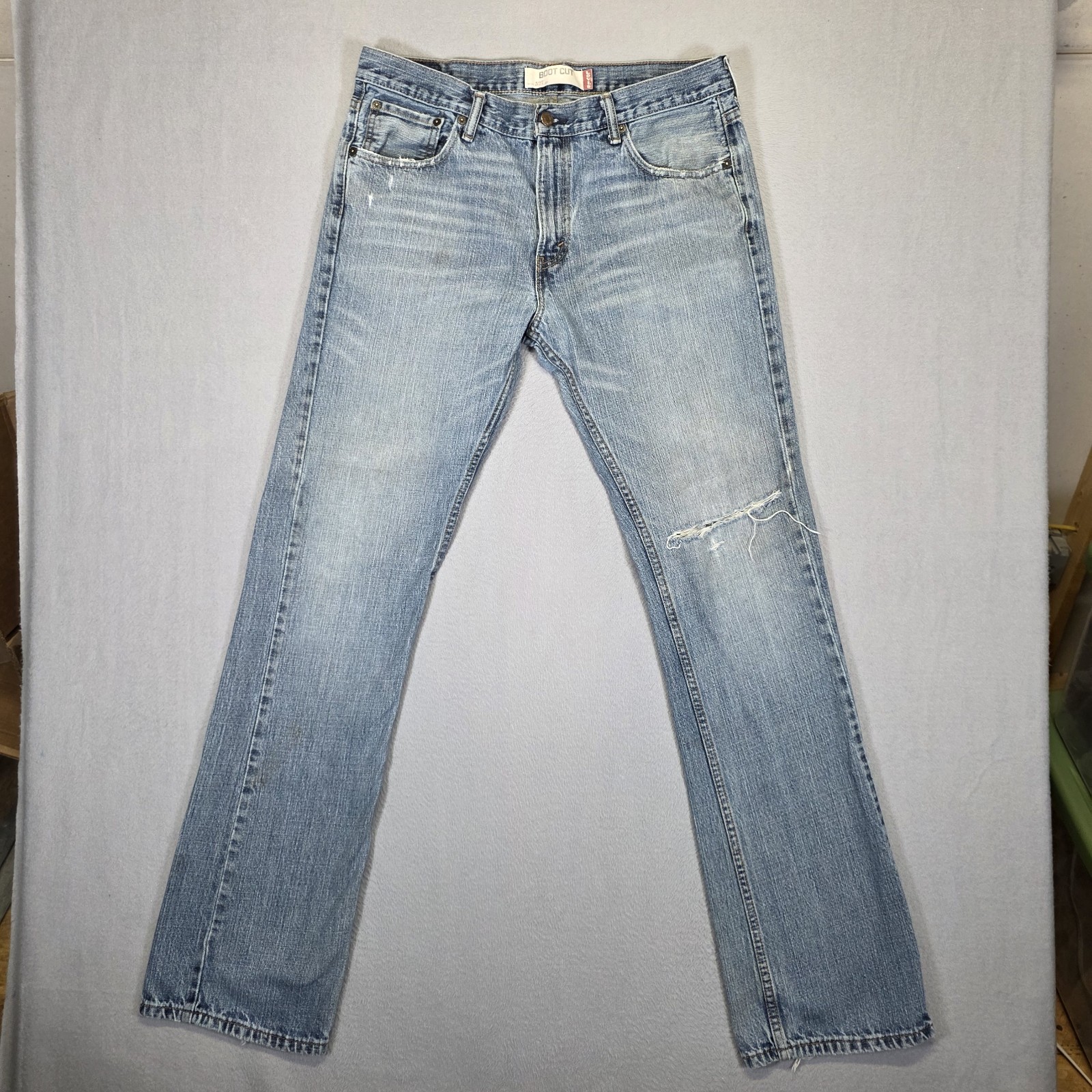 Levis 527 Jeans Mens 34×36 Blue Low Boot Cut Medium Wash Western Y2K Denim