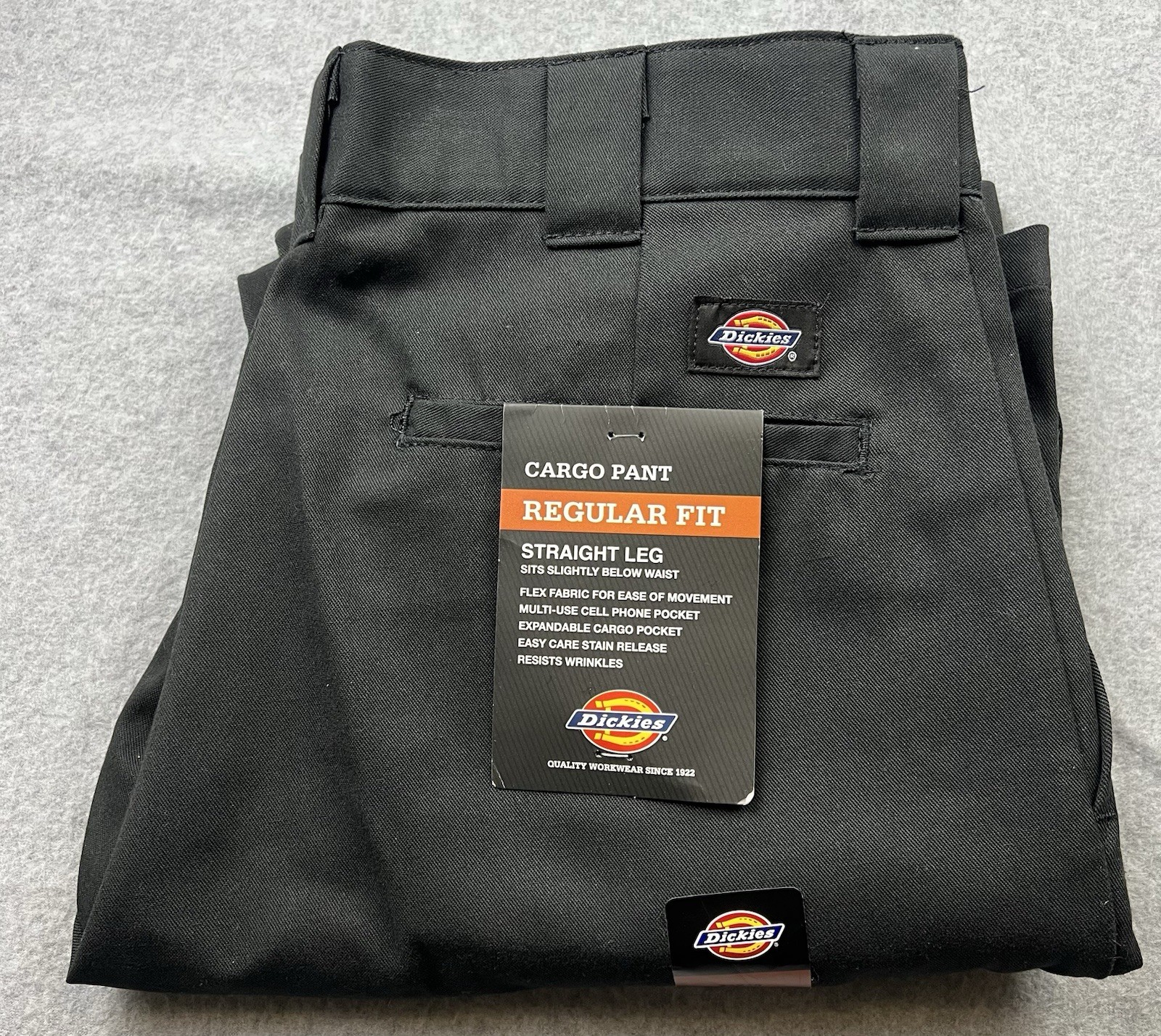 Dickies Men’s Cargo Pants Black Regular Fit Straight Leg W34 L30 NWT