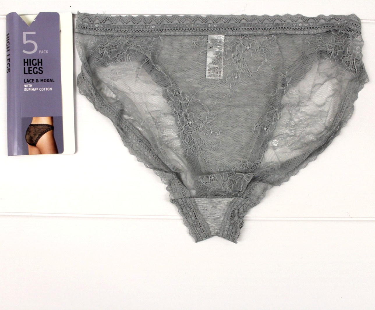 ex M & S Ladies 5 Pack Lace & Modal Supima Cotton High Legs Briefs Sizes 8 to 20