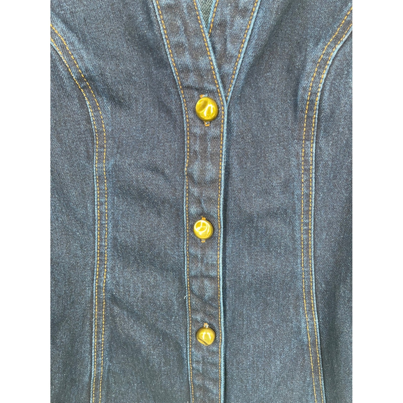 Meshki Dark Wash Denim Tailored Jacket Gold Buttons Blue Large DN08362