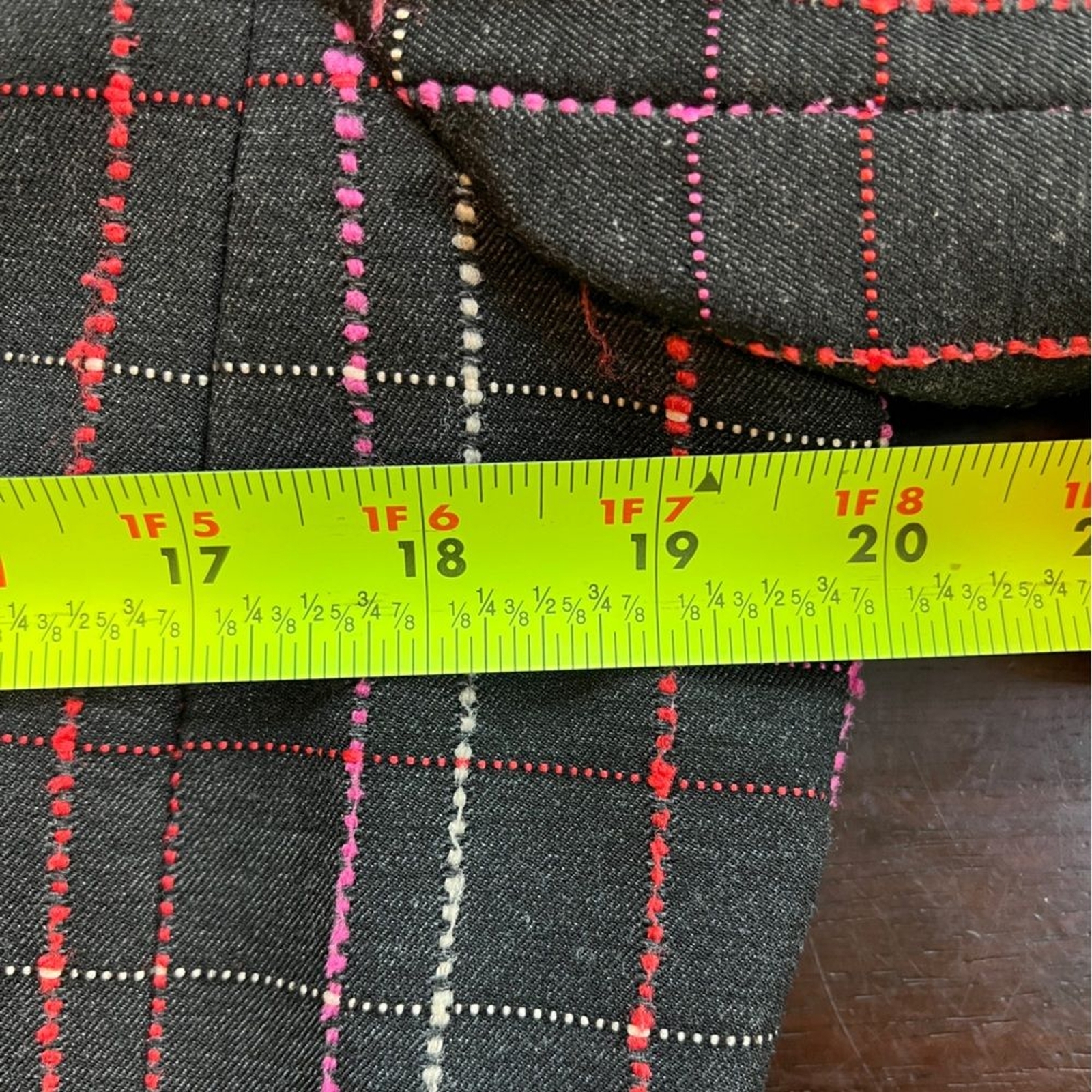 Vintage Requirements Blazer Black Tweed Pink, Red White Threads Single Breast 12