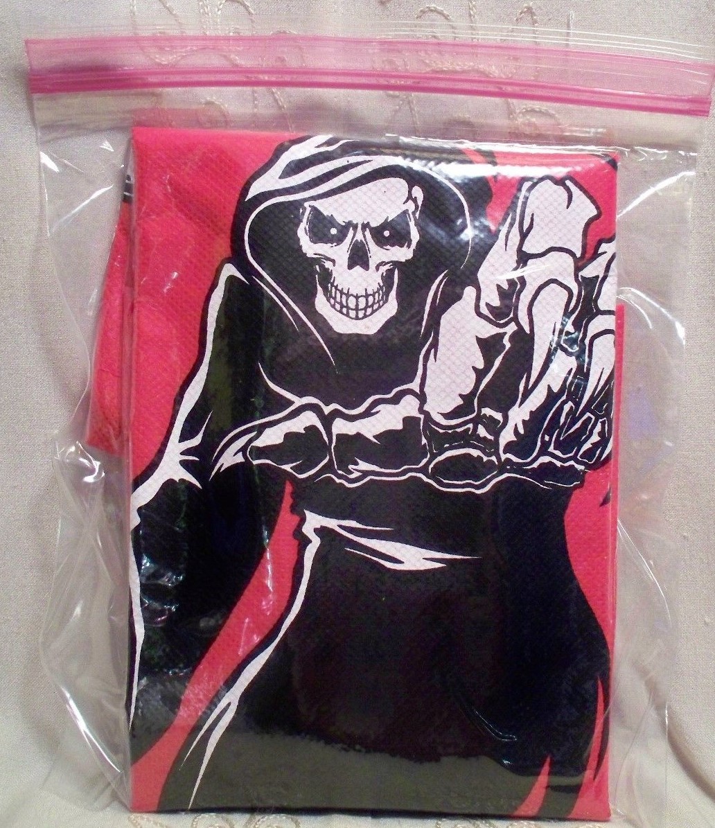Halloween Trick or Treat Bag Drawstring Backpack Grim Reaper Scythe Skull Red