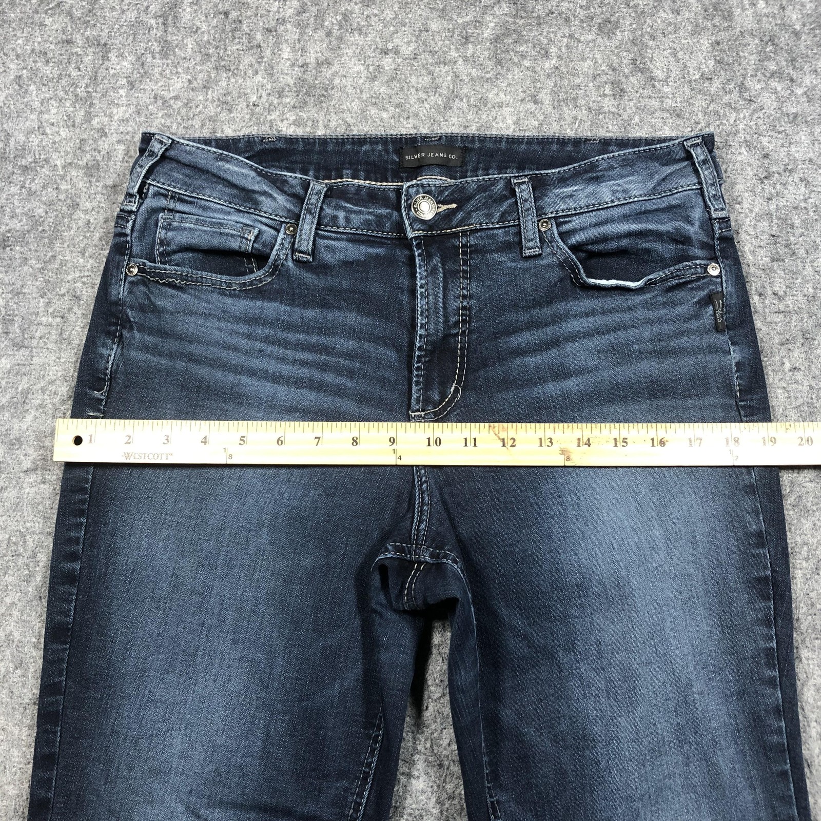 Silver Jeans Co Suki Slim Boot Jeans Womens 12 Dark Wash Mid Rise Stretch Denim