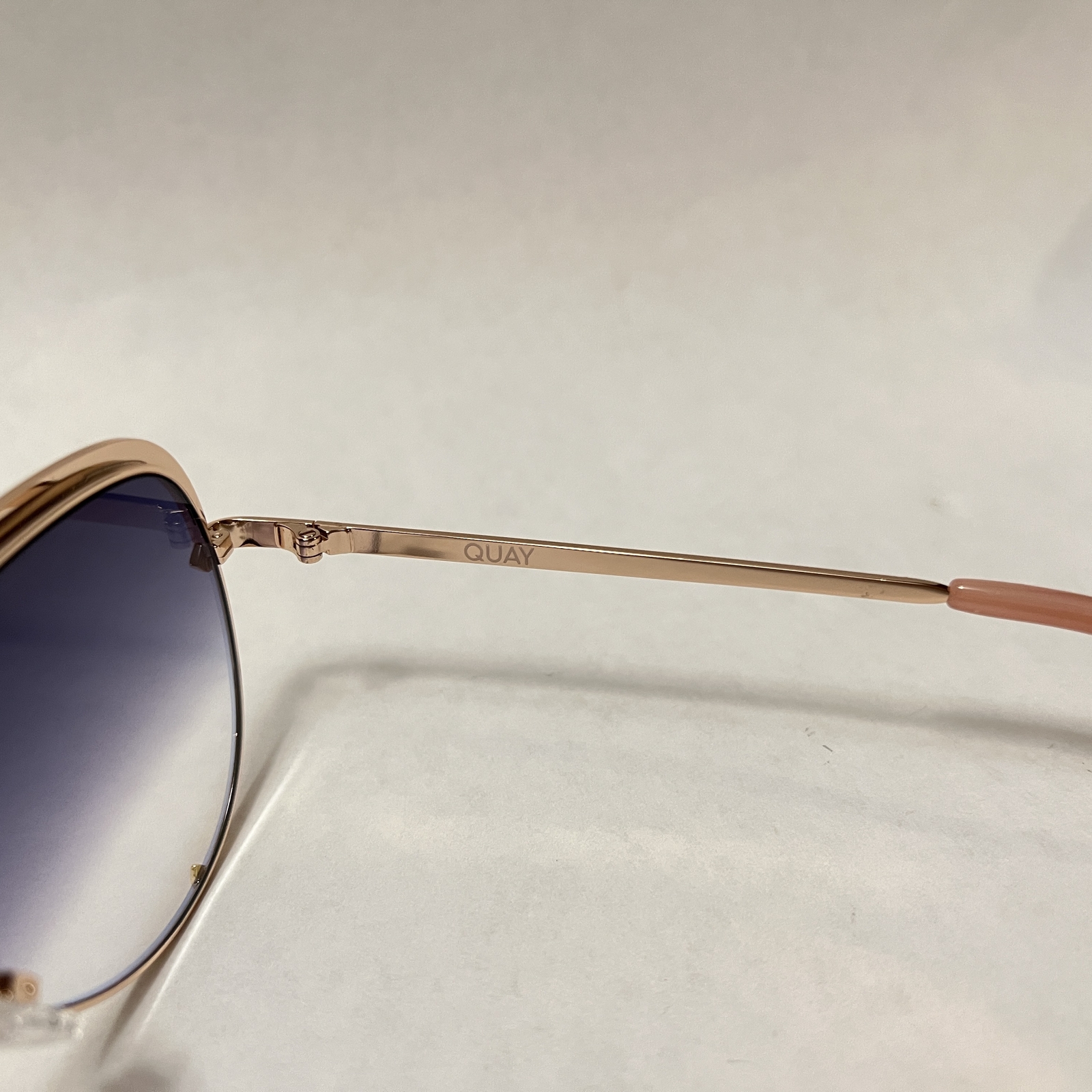Quay Australia High Key Mini Bling Aviator Sunglasses Rose Copper Fade