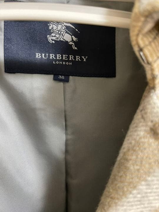 Burberry London Coat Gray Beige Check 38