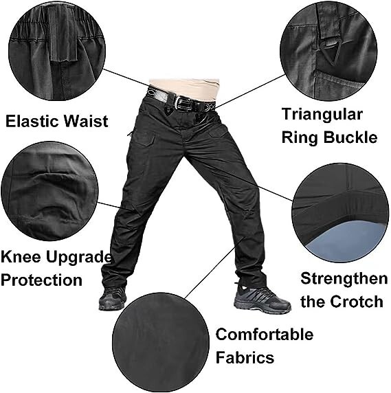 Tactical Mens Cargo Pants Waterproof Work Hiking Combat Outdoor Trousers Pants