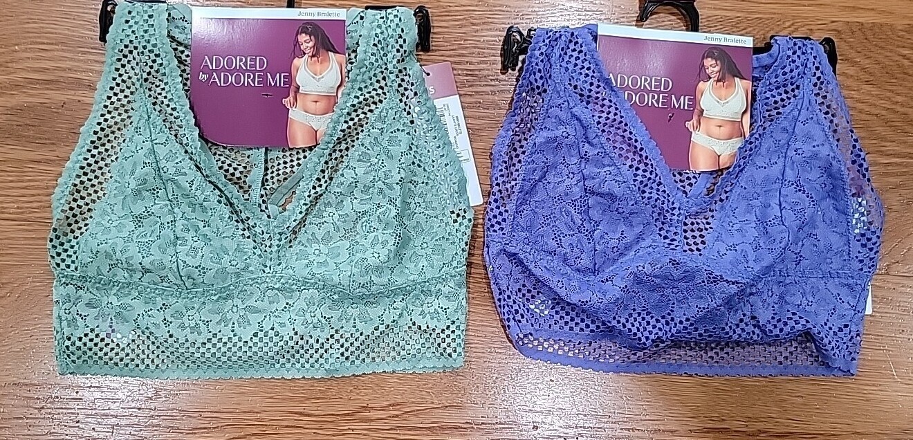 Adored Adore Me Womens Jenny Bralette Lace Racerback Green Purple S M L XL 2X 3X