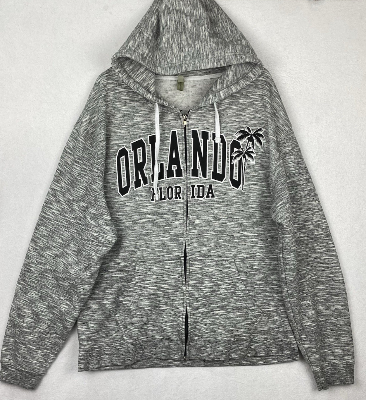 Orlando Florida U.S. Apparel Fleece Zip Hoodie Sweatshirt Gray Men 2XL Excellent