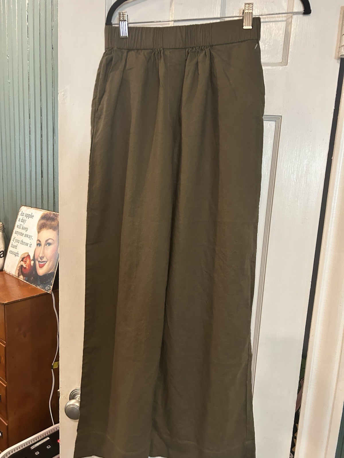 Daily Drills Brown Linen, Brown Wide Leg Size S, excellent, Waist 26-30