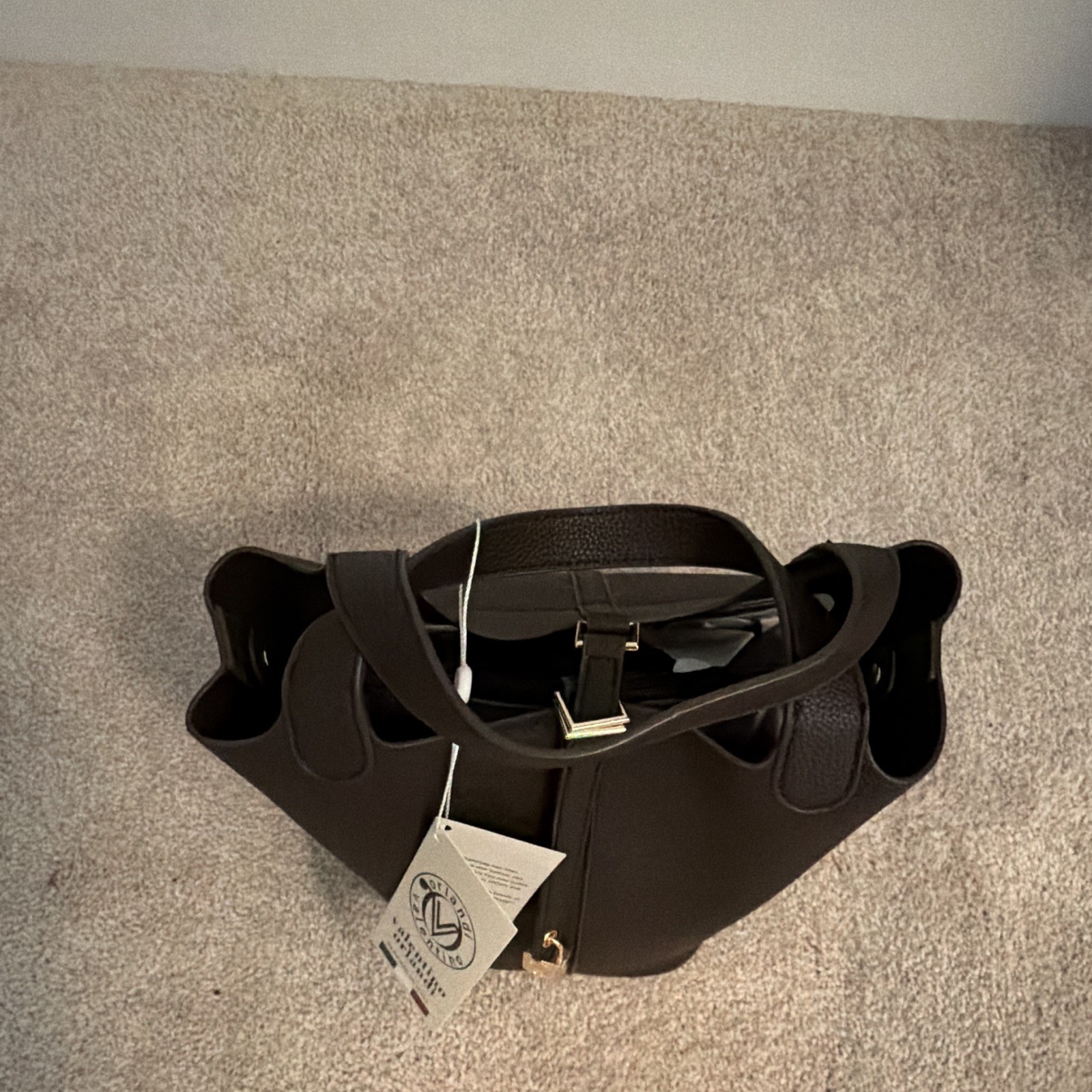 Valentina Orlando Women’s Medium Brown Top Handle Tote, Buckle, Studs Charm