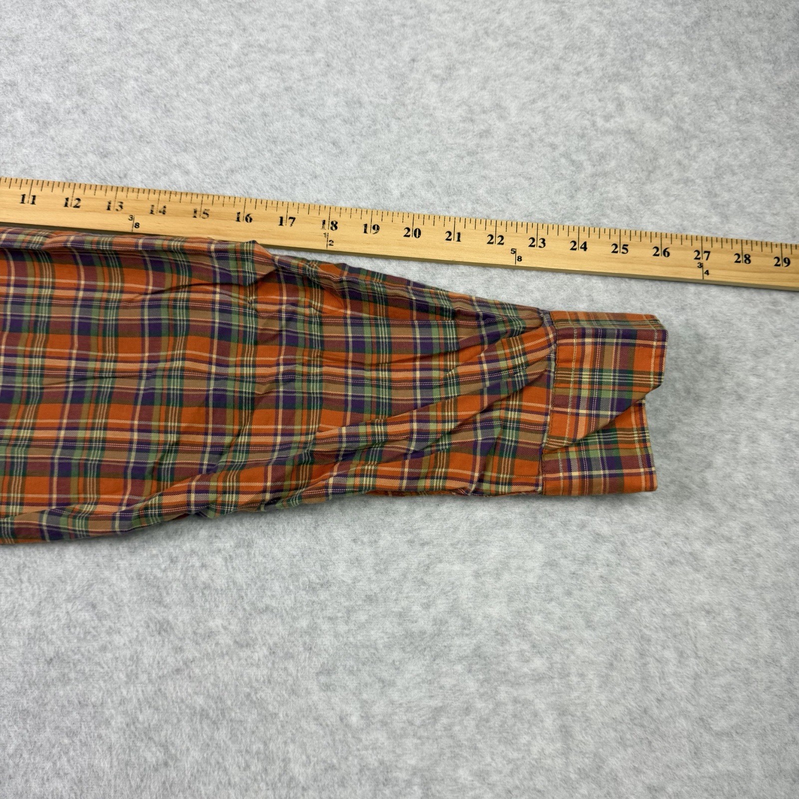 Polo Ralph Lauren Polo Country Shirt Mens XL Orange Plaid Leather Elbow Pads