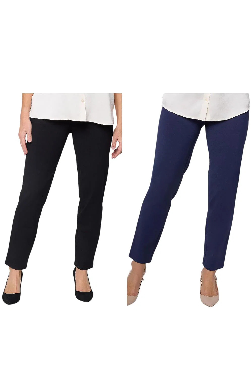 Women With Control 2-pack Set Slim Leg 86/14 Crop Pants Blk/Navy