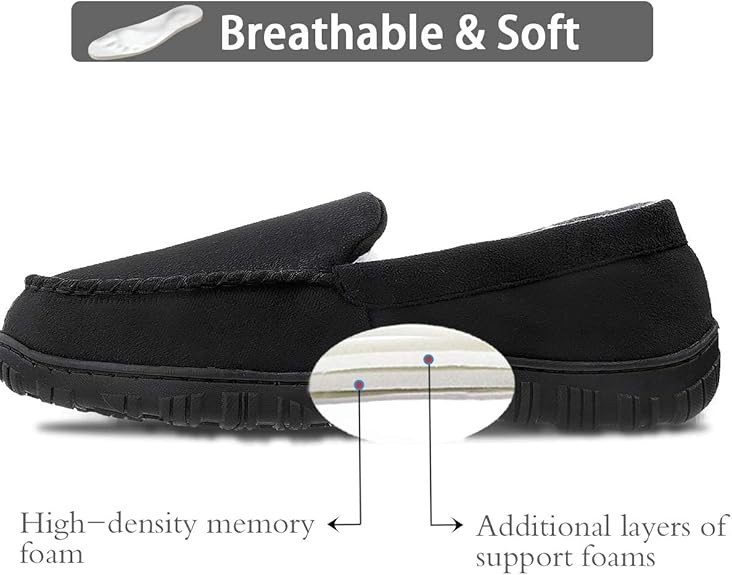 Mens Slippers Microsuede Moccasin Memory Foam House Shoes