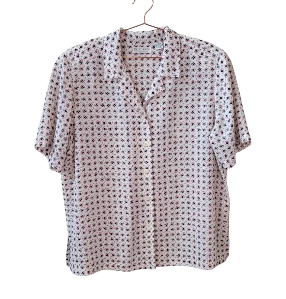 Pre-Owned Vintage ELISABETH Liz Claiborne 18 Button Front Shirt Shoulder Pad