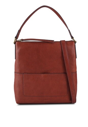 Fossil Amelia Hobo Crossbody Shoulder Bag Brown Leather SHB1819213 $238 MSRP Y
